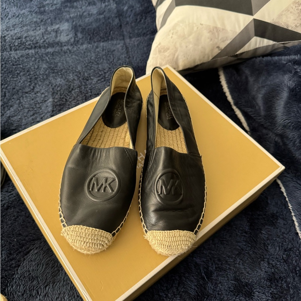 Michael Kors Black and Cream Espadrille Flats